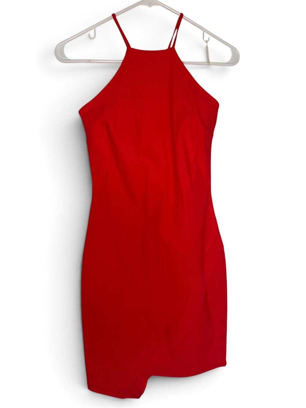 The Vintage Shop Red High Neck Halter Mini Dress Size Medium Made in USA